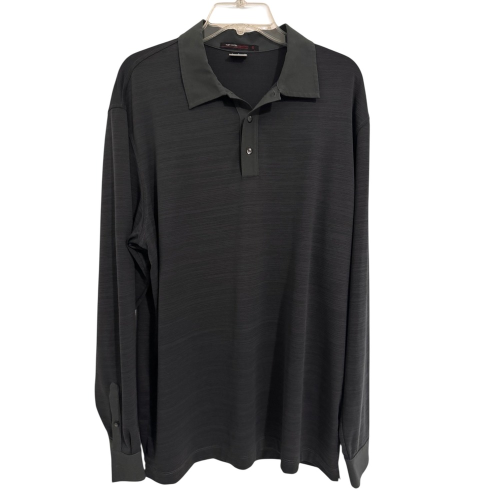 Nike Tiger Woods Collection Dri-FIT Long Sleeve‎ Polo Shirt Mens Size L Black